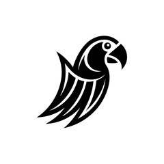 Minimalist parrot logo icon design silhouette vector art illustration