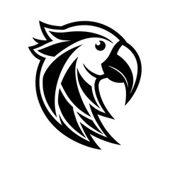 Minimalist parrot logo icon design silhouette vector art illustration
