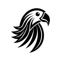 Minimalist parrot logo icon design silhouette vector art illustration