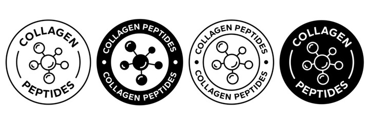 Collagen peptides line icon, logo, badge, sign, sticker, label, emblem, stamp, symbol, black, line, flat vector, isolated illustration.
