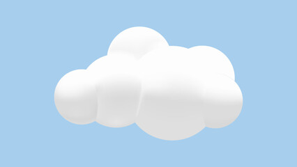 Soft, 3D and White Cartoon Fluffy Clouds Vector Illustration on Blue Sky Background. 3d geometric shapes. Vector.