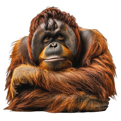 Obraz premium PNG Orangutan rests peacefully, arms crossed