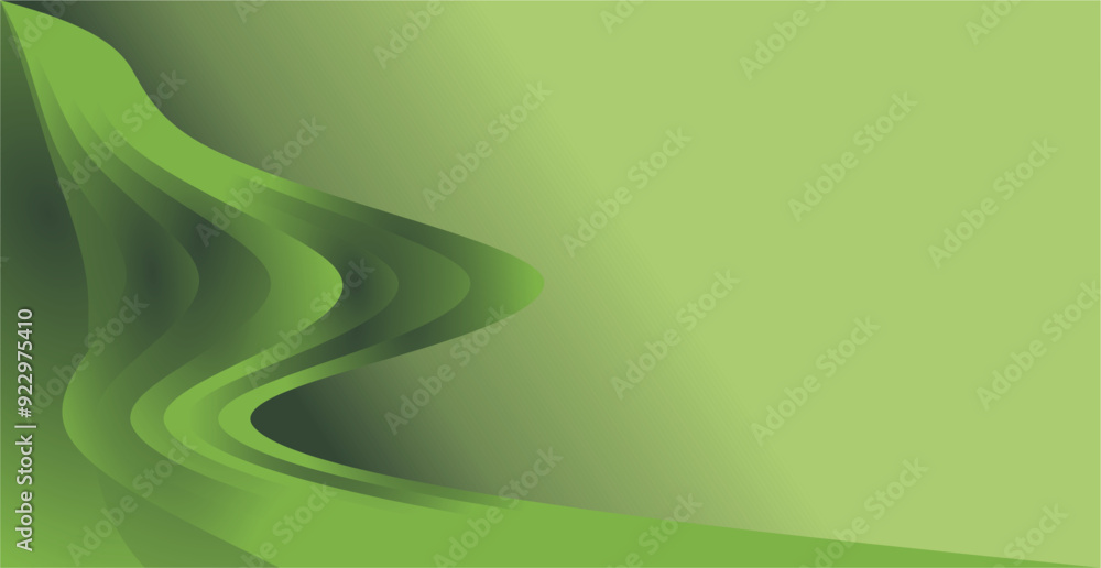 Poster a combination of curved lines and abstract areas of gradient green color and empty space as a backgr