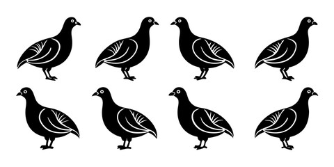 Quail logo icons. set of illustrations quail silhouette icon style vector art.
