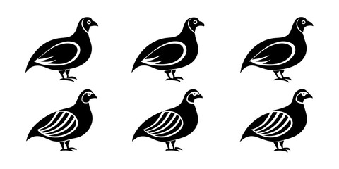 Quail logo icons. set of illustrations quail silhouette icon style vector art.
