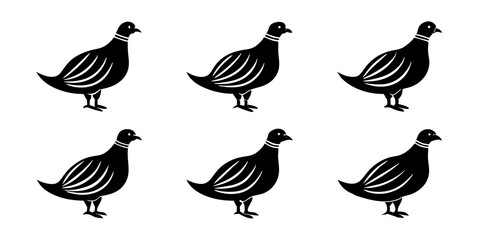 Quail logo icons. set of illustrations quail silhouette icon style vector art.
