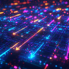 Obraz premium Futuristic Digital Grid with Glowing Neon Lines