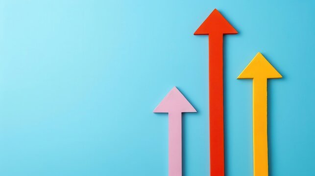 Economic exchange arrow in flat design, top view, directional theme, cartoon drawing, colored pastel