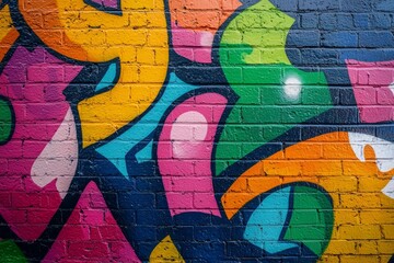 Obraz premium A graffiti-covered wall where the colors blend into an abstract, chaotic pattern. 
