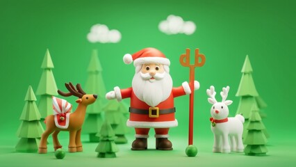 Obraz premium santa claus and christmas tree