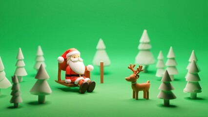 Fototapeta premium santa claus with christmas tree