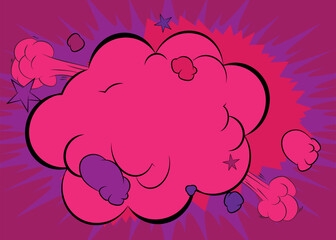 Cartoon purple background, comic book backdrop. Retro vector comics pop art design.