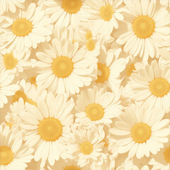 アニメ風のクリーム色のマーガレットのテクスチャパターン