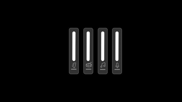 Modern Volume Slider Animation on Black. Turn Up Mobile Sound and Level up The Audio. UI Phone Symbol Animated. Chroma key object
