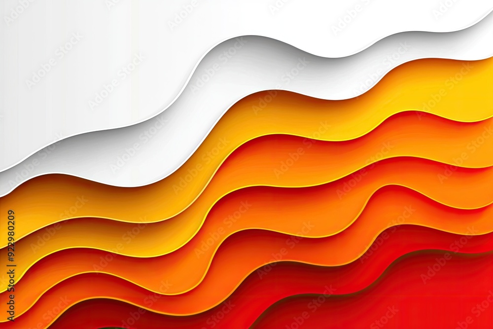 Poster vibrant paper waves in shades of orange and red create a dynamic and modern background or decoration