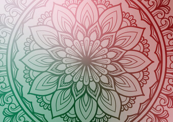 Red flower green gradient mandala light background