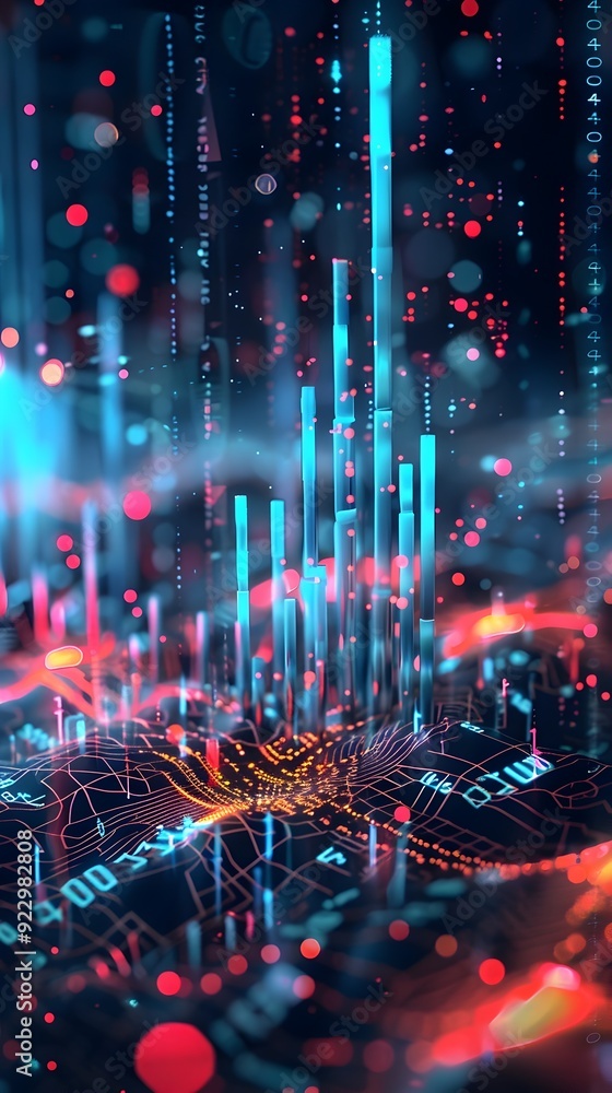 Poster abstract cityscape with bokeh lights.