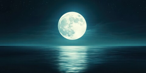 Serene Watercolor Moonlit Sea with Shimmering Reflections - Marine Nightscape, Romantic Design for Artistic Inspiration and Relaxation, generative Ai
