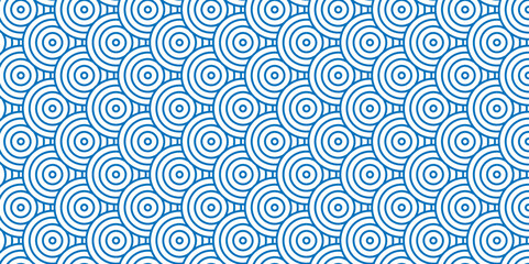 Minimal Vector overlapping Pattern diamond geometric blue color spiral line waves abstract wave line. seamless blue tile stripe overlap creative retro circle line fabric pattern white background.