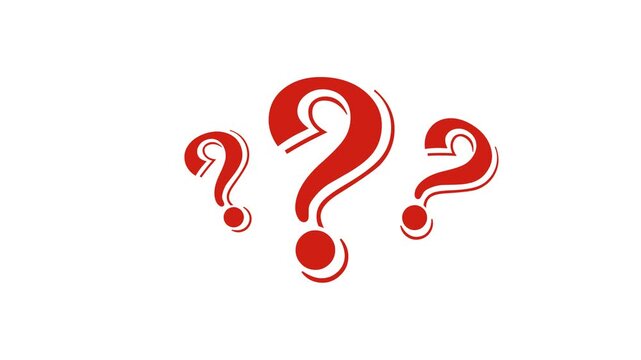Question mark, concept with alpha channel. 2d micro animation, cartoon, clip art, illustration, vector. Web symbol in outline, black and white.