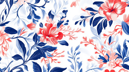 A Beautiful Red and Blue Floral Pattern: A Perfect Blend of Elegance and Vitality