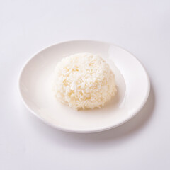 bowl of rice on white