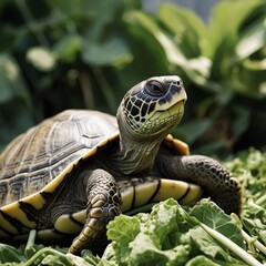 Naklejka premium turtle on a rock
