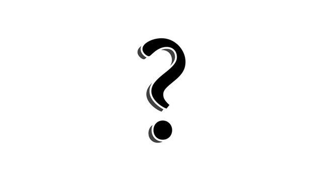 Question mark, concept with alpha channel. 2d micro animation, cartoon, clip art, illustration, vector. Web symbol in outline, black and white.