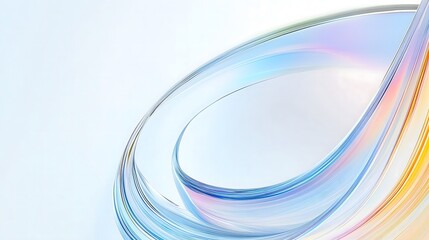 Abstract color curved wave shape glass background, 3d render
