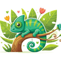 Obraz premium cute chameleon vector illustration