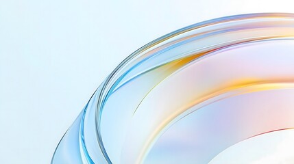 Abstract color curved wave shape glass background, 3d render