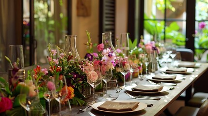 Beautiful dining table arrangement for events celebrations weddings
