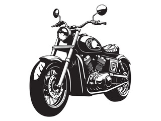 Motorbike vector art illustration in black and white style