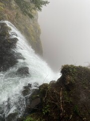 waterfall in the fog