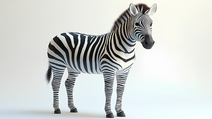 Naklejka premium 3D cartoon zebra illustration white background. Wildlife illustration