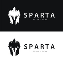 Spartan logo, barbarian warrior badge design simple silhouette spartan war helmet vector