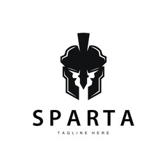 Spartan logo, barbarian warrior badge design simple silhouette spartan war helmet vector