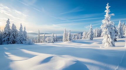 Beautiful winter scenery covered in snow perfect for the holidays