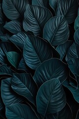 A captivating photo showcasing a background of lush leaves, embodying aesthetic minimalism. The wallpaper features a palette of dark sage colors, offering a serene and sophisticated vibe.