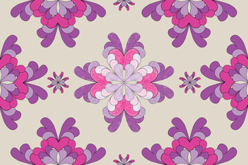 Obraz premium vector pattern The lines combine flowers, leaves, and animals that are unique and imaginative.