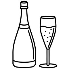 Drinks bottle and glass art vector illustration