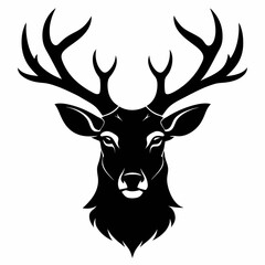Silhouette deer head logo icon vector art illustration