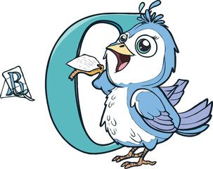 coloring page a simple drawing of pretty letter with cartoon character, Coloring book