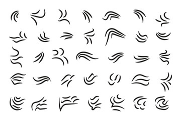 set of hand-drawn Ray Burst Accent Flourish, doodle swashes text elements word emphasis brush stroke, important characters text highlighters accents marks Decorative element 
