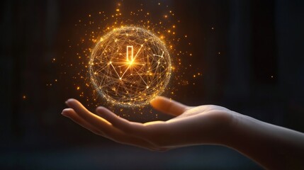 Hand Holding a Glowing  Globe