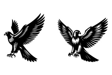 Obraz premium falcon set black silhouette vector illustration isolated on transparent background- Generative AI