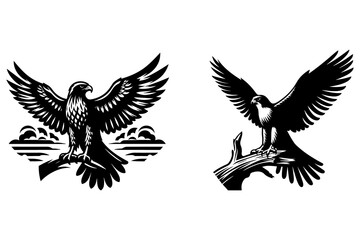 Fototapeta premium falcon set silhouette vector illustration isolated on transparent background- Generative AI