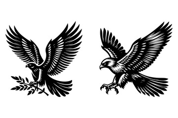 Fototapeta premium falcon set silhouette vector illustration isolated on transparent background- Generative AI