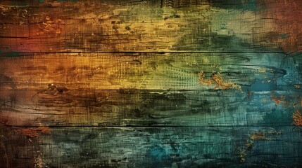 Obraz premium A digital art background texture with an intricate grainy pattern, showcasing the beauty of wood and concrete textures in various shades of brown, green, blue, yellow, and orange
