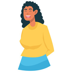 Laughing Young People Character with Minimalist Cartoon Design. Flat Vector Illustration